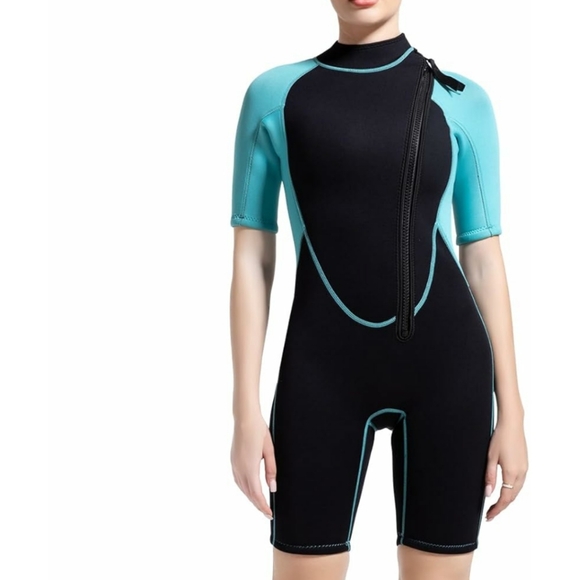 Shorty Neoprene Wetsuit with Front Zipper 3mm, 2mm Shorty Sleeves - Picture 8 of 10